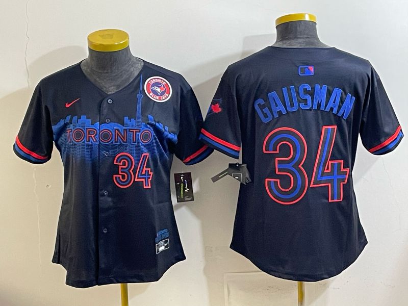 Women 2025 Nike Toronto Blue Jays #34 Gausman Blue Game MLB Jersey 08